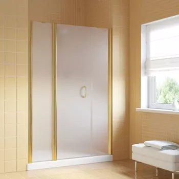 Душевая дверь в нишу Vegas-Glass 150 см EP-2F LUX 150 09 10 профиль золото глянцевое, стекло сатин