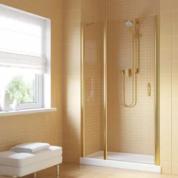 Душевая дверь в нишу Vegas-Glass 155 см EP-F-1 LUX 155 09 01 профиль золото глянцевое, стекло прозрачное