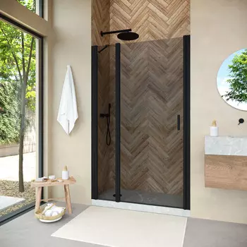 Душевая дверь в нишу Vegas-Glass 155 см EP-F-1 NOVO h2000 155 02М 07 профиль черный матовый, стекло графит