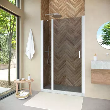 Душевая дверь в нишу Vegas-Glass 155 см EP-F-1 NOVO 155 01 07 профиль белый, стекло графит