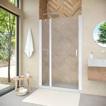 Душевая дверь в нишу Vegas-Glass 155 см EP-F-1 NOVO h2000 155 01 Moru профиль белый, стекло moru