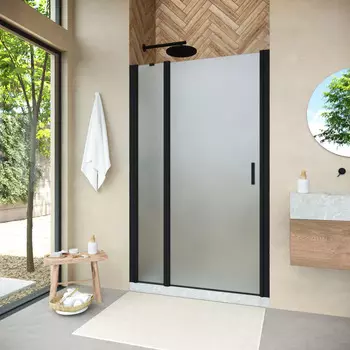 Душевая дверь в нишу Vegas-Glass 155 см EP-F-1 NOVO 155 02М 10 профиль черный матовый, стекло сатин