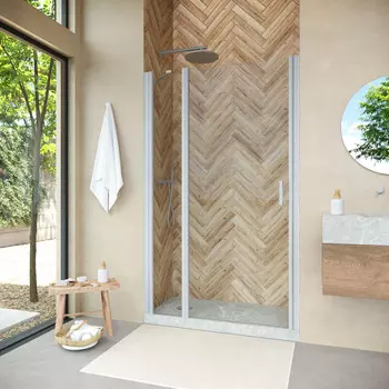 Душевая дверь в нишу Vegas-Glass 155 см EP-F-1 NOVO h2000 155 07 crystalvision профиль матовый хром, стекло crystalvision