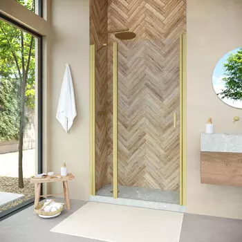 Душевая дверь в нишу Vegas-Glass 155 см EP-F-1 NOVO 155 03 01 профиль золото матовое, стекло прозрачное