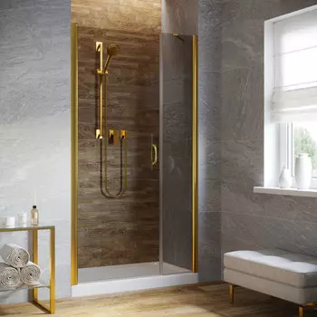 Душевая дверь в нишу Vegas-Glass 155 см EP-F-2 LUX 155 09 07 профиль золото глянцевое, стекло графит