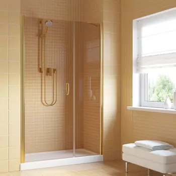 Душевая дверь в нишу Vegas-Glass 155 см EP-F-2 LUX 155 09 05 профиль золото глянцевое, стекло бронза