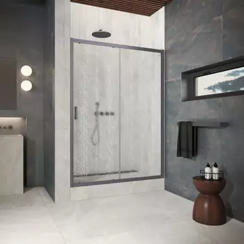 Душевая дверь в нишу Vegas-Glass 165 см ZP Protec h1900 165 06 02 профиль GunMetal, стекло шиншилла