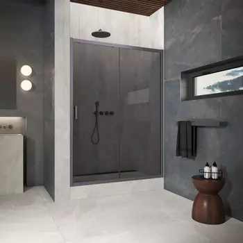 Душевая дверь в нишу Vegas-Glass 170 см ZP Protec 170 06 07 профиль GunMetal, стекло графит