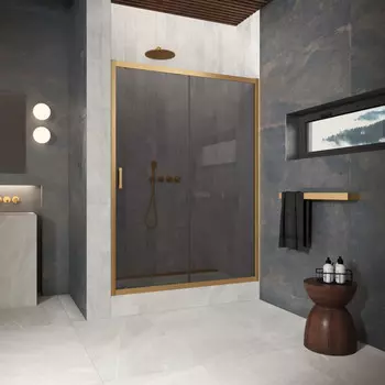 Душевая дверь в нишу Vegas-Glass 175 см ZP Protec 175 03 07 профиль золото матовое, стекло графит