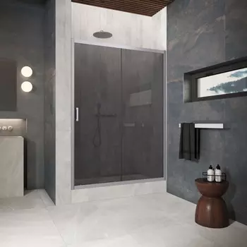 Душевая дверь в нишу Vegas-Glass 175 см ZP Protec 175 07 07 профиль матовый хром, стекло графит