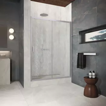 Душевая дверь в нишу Vegas-Glass 175 см ZP Protec 175 07 02 профиль матовый хром, стекло шиншилла