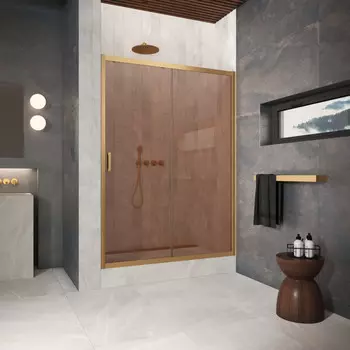 Душевая дверь в нишу Vegas-Glass 175 см ZP Protec 175 03 05 профиль золото матовое, стекло бронза