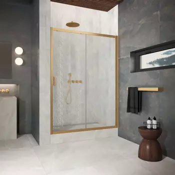 Душевая дверь в нишу Vegas-Glass 175 см ZP Protec h1900 175 03 02 профиль золото матовое, стекло шиншилла