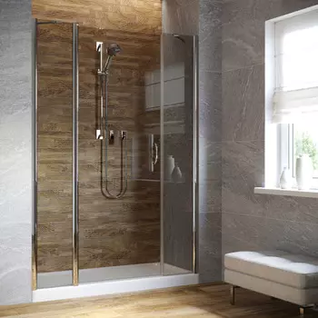 Душевая дверь в нишу Vegas-Glass 175 см EP-2F LUX 175 08 07 профиль глянцевый хром, стекло графит