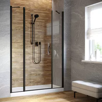 Душевая дверь в нишу Vegas-Glass 175 см EP-2F LUX 175 02М crystalvision профиль черный матовый, стекло crystalvision