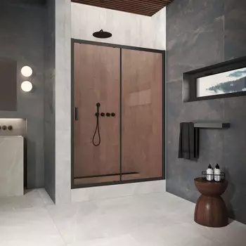 Душевая дверь в нишу Vegas-Glass 180 см ZP Protec 180 02М 05 профиль черный матовый, стекло бронза