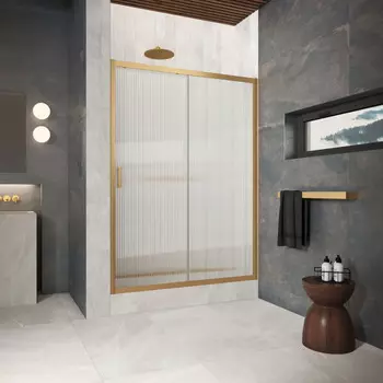 Душевая дверь в нишу Vegas-Glass 180 см ZP Protec 180 03 Moru профиль золото матовое, стекло moru