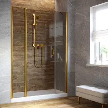Душевая дверь в нишу Vegas-Glass 180 см EP-2F LUX 180 09 07 профиль золото глянцевое, стекло графит