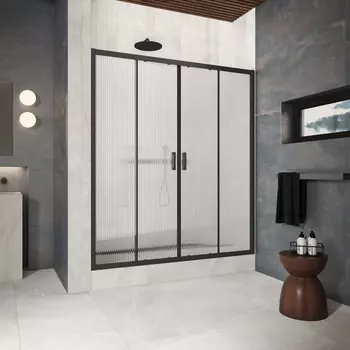 Душевая дверь в нишу Vegas-Glass 215 см Z2P Protec h1900 215 02М Moru профиль черный матовый, стекло moru