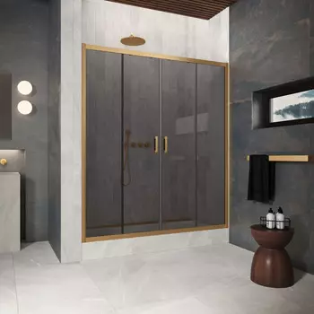 Душевая дверь в нишу Vegas-Glass 220 см Z2P Protec 220 03 07 профиль золото матовое, стекло графит