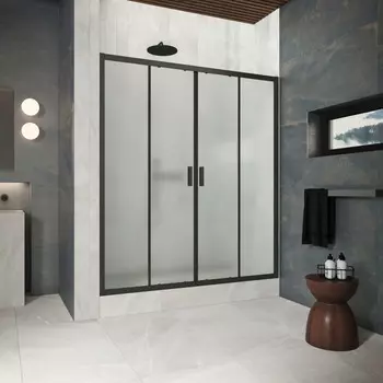 Душевая дверь в нишу Vegas-Glass 220 см Z2P Protec 220 02М 10 профиль черный матовый, стекло сатин