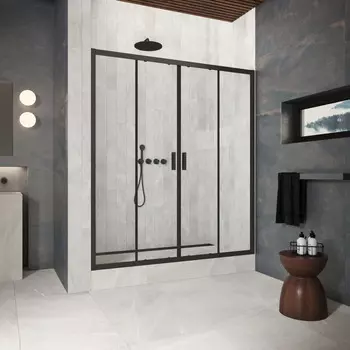 Душевая дверь в нишу Vegas-Glass 220 см Z2P Protec 220 02М 01 профиль черный матовый, стекло прозрачное