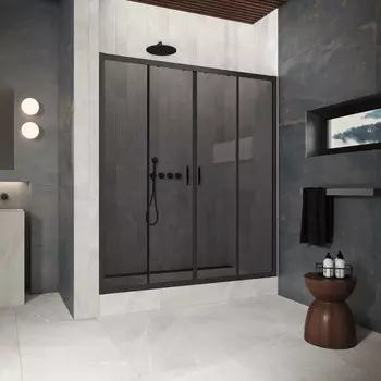 Душевая дверь в нишу Vegas-Glass 220 см Z2P Protec h1900 220 02М 07 профиль черный матовый, стекло графит