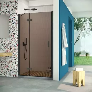 Душевая дверь в нишу Vegas-Glass AFP Retta 90x199 AFP Retta 90 02М 05 стекло бронза, профиль черный