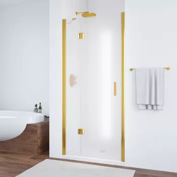 Душевая дверь в нишу Vegas-Glass AFP Novo 100x189 AFP NOVO 100 09 10 стекло сатин, профиль глянцевое золото
