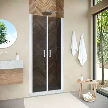 Душевая дверь в нишу Vegas-Glass Е2Р Novo 120x189 Е2Р NOVO 120 01 07 стекло графит, профиль белый