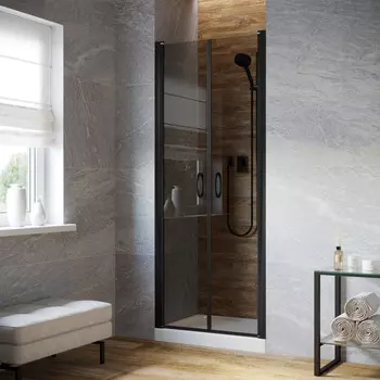 Душевая дверь в нишу Vegas-Glass Е2Р Lux 90x200 Е2Р LUX 90 02М 07 стекло графит, профиль черный