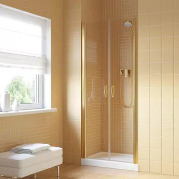 Душевая дверь в нишу Vegas-Glass Е2Р Lux 110x200 Е2Р LUX 110 09 crystalvision профиль глянцевое золото