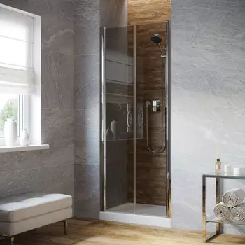 Душевая дверь в нишу Vegas-Glass Е2Р Lux 120x200 Е2Р LUX 120 08 07 стекло графит, профиль глянцевый хром