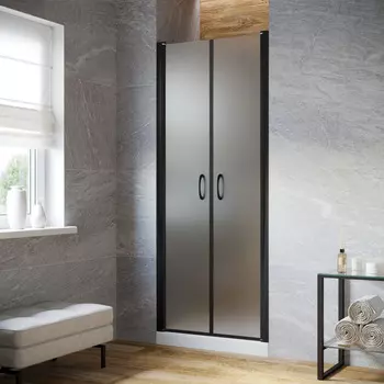 Душевая дверь в нишу Vegas-Glass Е2Р Lux 95x200 Е2Р LUX 95 02М 10 стекло сатин, профиль черный