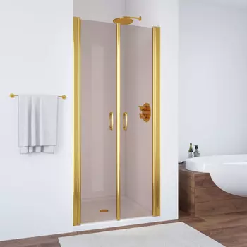 Душевая дверь в нишу Vegas-Glass Е2Р 95x189 Е2Р 95 09 05 стекло бронза, профиль глянцевое золото
