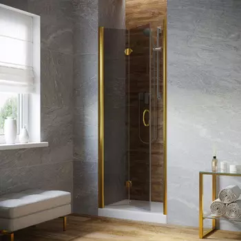 Душевая дверь в нишу Vegas-Glass GPS Lux 80x199 GPS LUX 80 09 07 стекло графит, профиль глянцевое золото