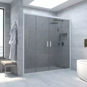 Душевая дверь в нишу Vegas-Glass Z2P Novo h2000 200x200 Z2P NOVO h2000 200 01 07 стекло графит, профиль белый