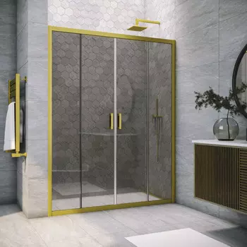 Душевая дверь в нишу Vegas-Glass Z2P Novo h2000 215x200 Z2P NOVO h2000 215 03 07 стекло графит, профиль матовое золото