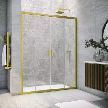 Душевая дверь в нишу Vegas-Glass Z2P Novo h2000 215x200 Z2P NOVO h2000 215 03 01 стекло прозрачное, профиль матовое золото