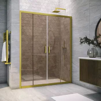 Душевая дверь в нишу Vegas-Glass Z2P Novo h2000 215x200 Z2P NOVO h2000 215 03 05 стекло бронза, профиль матовое золото