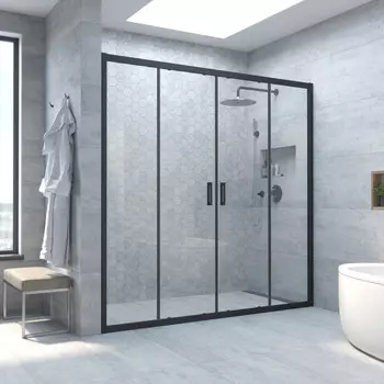 Душевая дверь в нишу Vegas-Glass Z2P Novo h2000 220x200 Z2P NOVO h2000 220 02М 01 стекло прозрачное, профиль черный