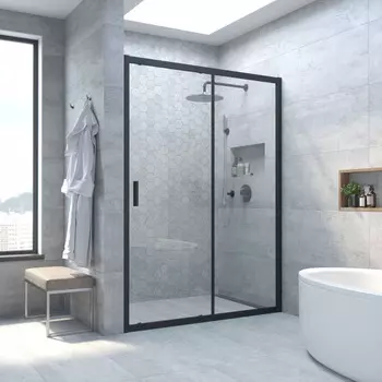 Душевая дверь в нишу Vegas-Glass ZP Novo h2000 100x200 ZP NOVO h2000 100 02М crystalvision профиль черный