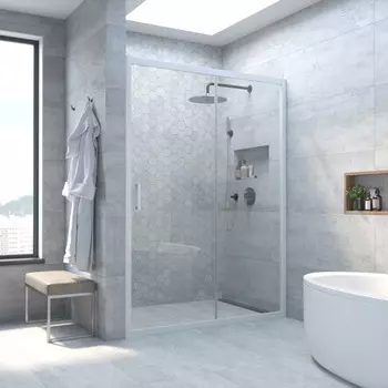 Душевая дверь в нишу Vegas-Glass ZP Novo h2000 100x200 ZP NOVO h2000 100 01 crystalvision профиль белый