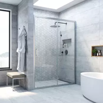 Душевая дверь в нишу Vegas-Glass ZP Novo h2000 100x200 ZP NOVO h2000 100 07 crystalvision профиль матовый хром