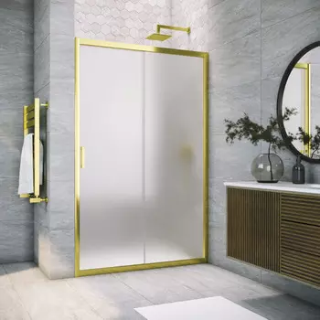 Душевая дверь в нишу Vegas-Glass ZP Tur Novo 170x200 ZP TUR NOVO 170 09 10 стекло сатин, профиль глянцевое золото