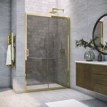 Душевая дверь в нишу Vegas-Glass ZP Tur Novo 175x200 ZP TUR NOVO 175 09 07 стекло графит, профиль глянцевое золото