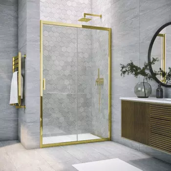 Душевая дверь в нишу Vegas-Glass ZP Tur Novo 180x200 ZP TUR NOVO 180 09 crystalvision профиль глянцевое золото