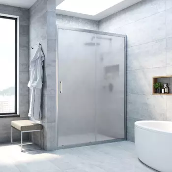 Душевая дверь в нишу Vegas-Glass ZP Novo h2000 100x200 ZP NOVO h2000 100 07 10 стекло сатин, профиль матовый хром