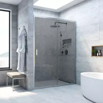 Душевая дверь в нишу Vegas-Glass ZP Novo h2000 100x200 ZP NOVO h2000 100 07 07 стекло графит, профиль матовый хром