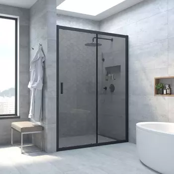 Душевая дверь в нишу Vegas-Glass ZP Novo h2000 100x200 ZP NOVO h2000 100 02М 07 стекло графит, профиль черный